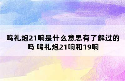 鸣礼炮21响是什么意思有了解过的吗 鸣礼炮21响和19响